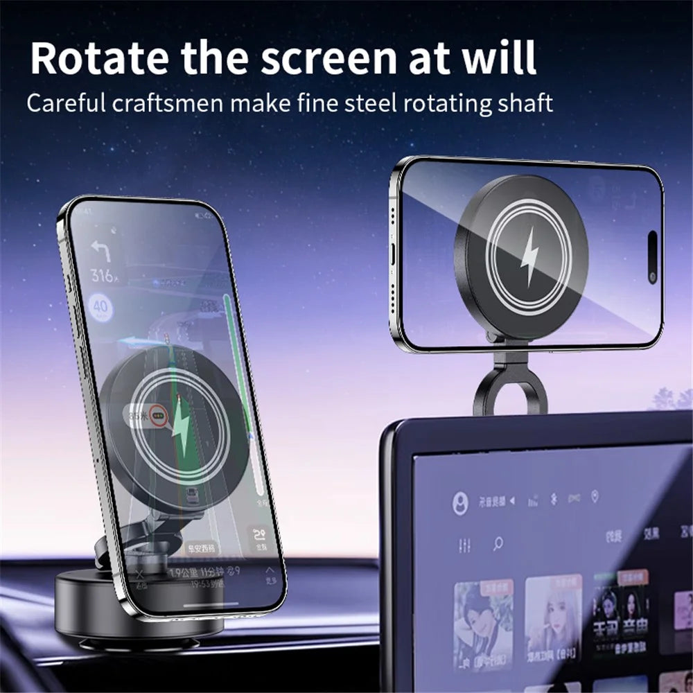 D1 Electric Vacuum Suction Multi Angle Rotating Car Phone Holder 15W Wireless Charging Magnetic Mount for Smartphones - 4