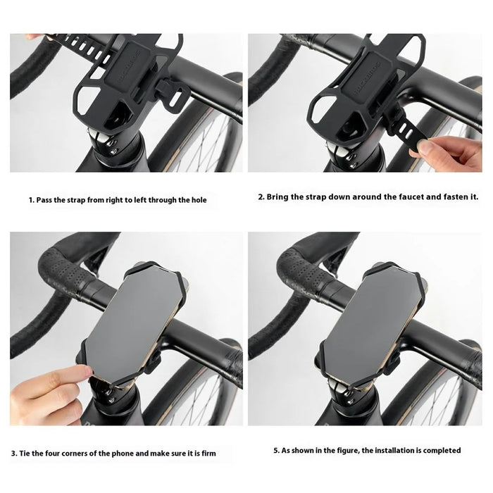 ROCKBROS Bicycle E-Bike Silicone Phone Mount Quick Release Cellphone Navigation Holder - 7