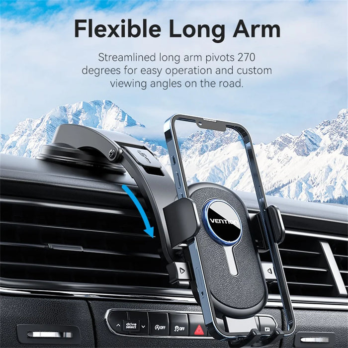 VENTION KSCB0 One Touch Clamp Car Phone Holder Suction Cup Mount Bracket for Dashboard / Windshield - 3