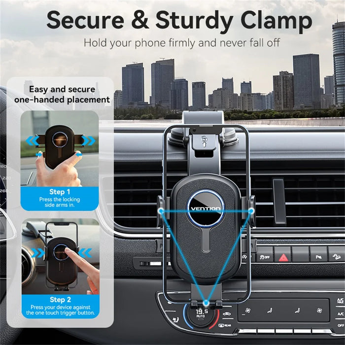 VENTION KSCB0 One Touch Clamp Car Phone Holder Suction Cup Mount Bracket for Dashboard / Windshield - 5
