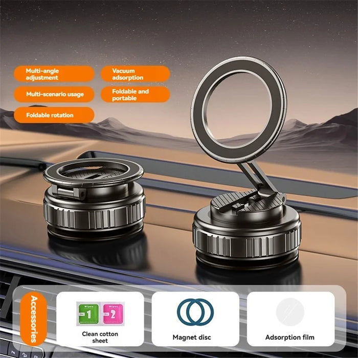 G712 360 Degree Rotation Vacuum Suction Cellphone Holder Dashboard Stand Car Magnetic Phone Mount - Black - 2