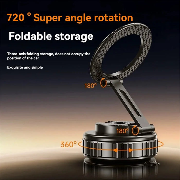 G712 360 Degree Rotation Vacuum Suction Cellphone Holder Dashboard Stand Car Magnetic Phone Mount - Black - 4