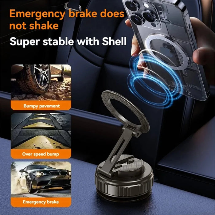 G712 360 Degree Rotation Vacuum Suction Cellphone Holder Dashboard Stand Car Magnetic Phone Mount - Black - 7