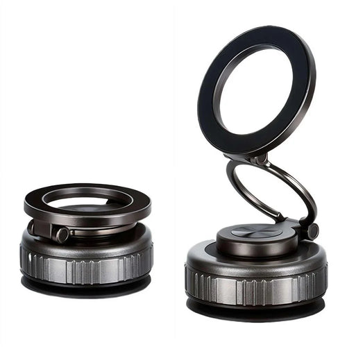 G512 Magnetic Car Phone Holder Dashboard Mount Suction Cup Base 360 Degree Rotation Foldable Stand - Grey - 1