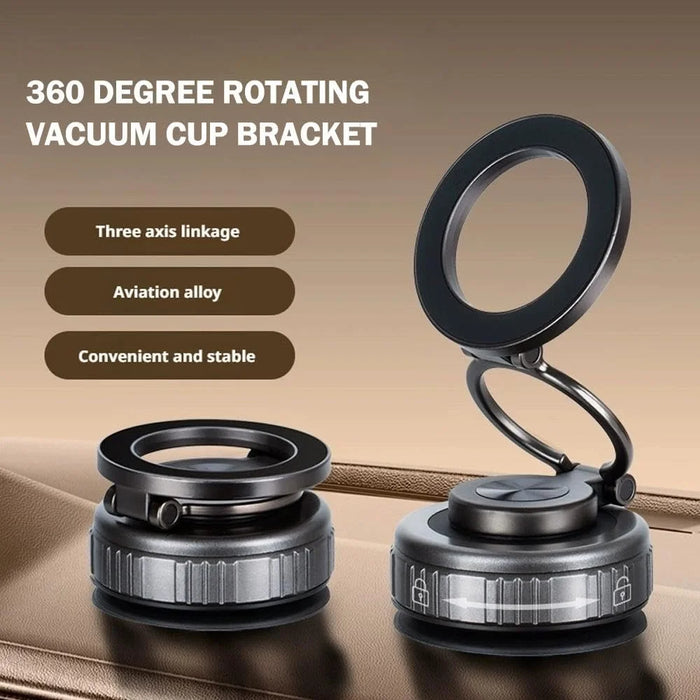 G512 Magnetic Car Phone Holder Dashboard Mount Suction Cup Base 360 Degree Rotation Foldable Stand - Grey - 2