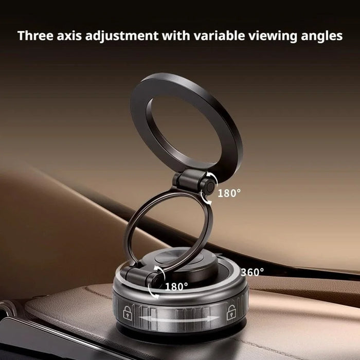 G512 Magnetic Car Phone Holder Dashboard Mount Suction Cup Base 360 Degree Rotation Foldable Stand - Grey - 3
