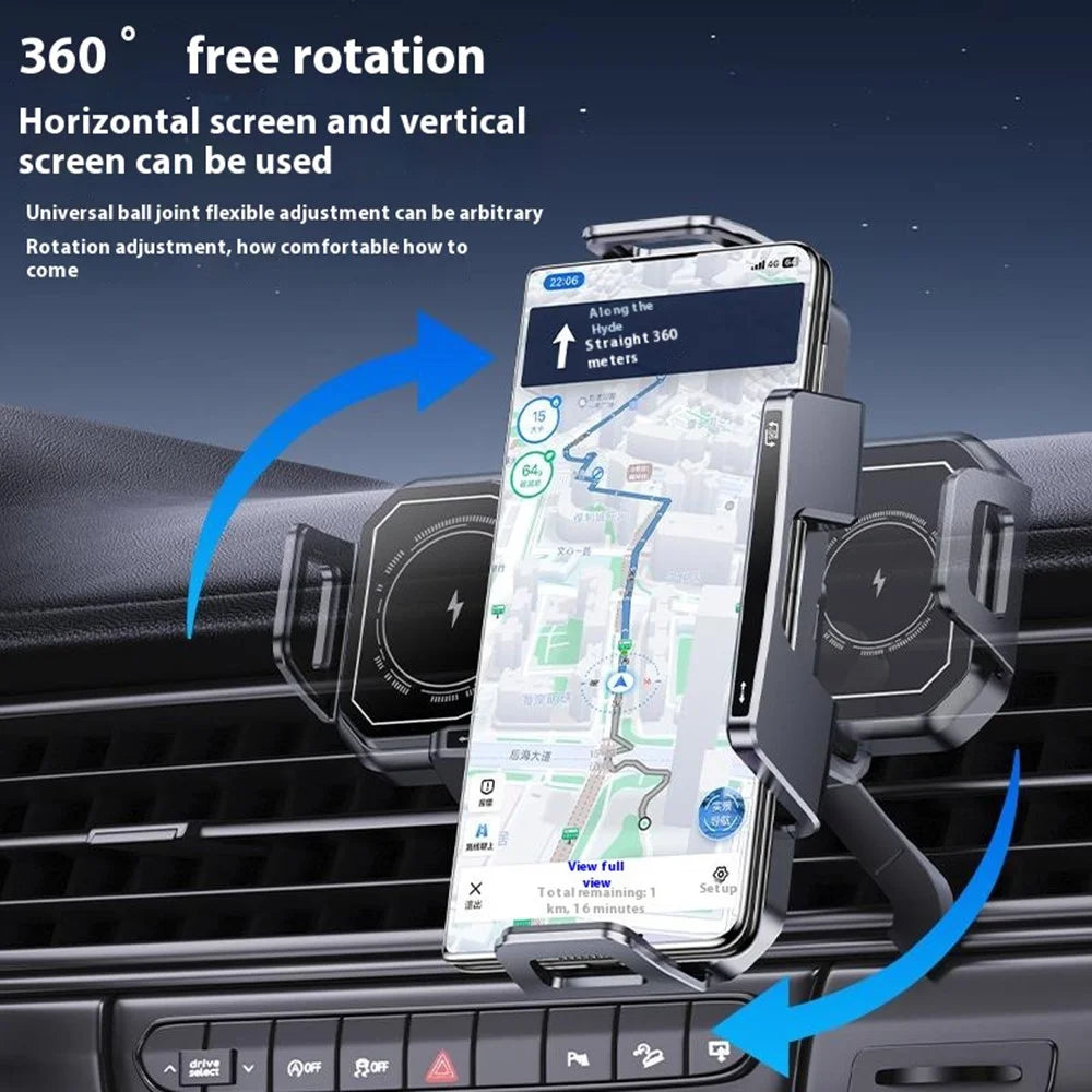 A001 Wireless Charging Car Vent Mount Holder for Foldable Phones 15W Fast Charger with Atmosphere Light - 6