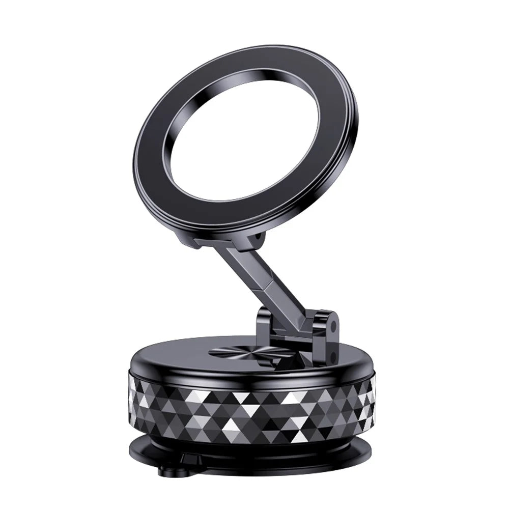 K12 Magnetic Car Phone Holder Vacuum Suction Mount Foldable 360 Degree Rotation Phone Bracket - Black - 1