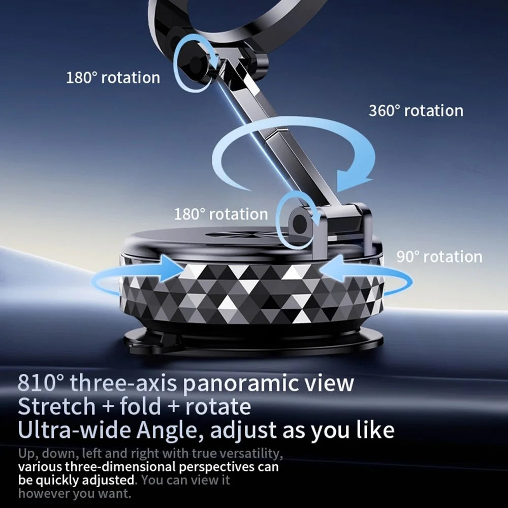 K12 Magnetic Car Phone Holder Vacuum Suction Mount Foldable 360 Degree Rotation Phone Bracket - Black - 4