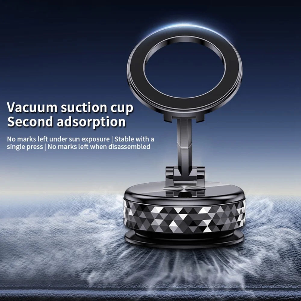 K12 Magnetic Car Phone Holder Vacuum Suction Mount Foldable 360 Degree Rotation Phone Bracket - Black - 5