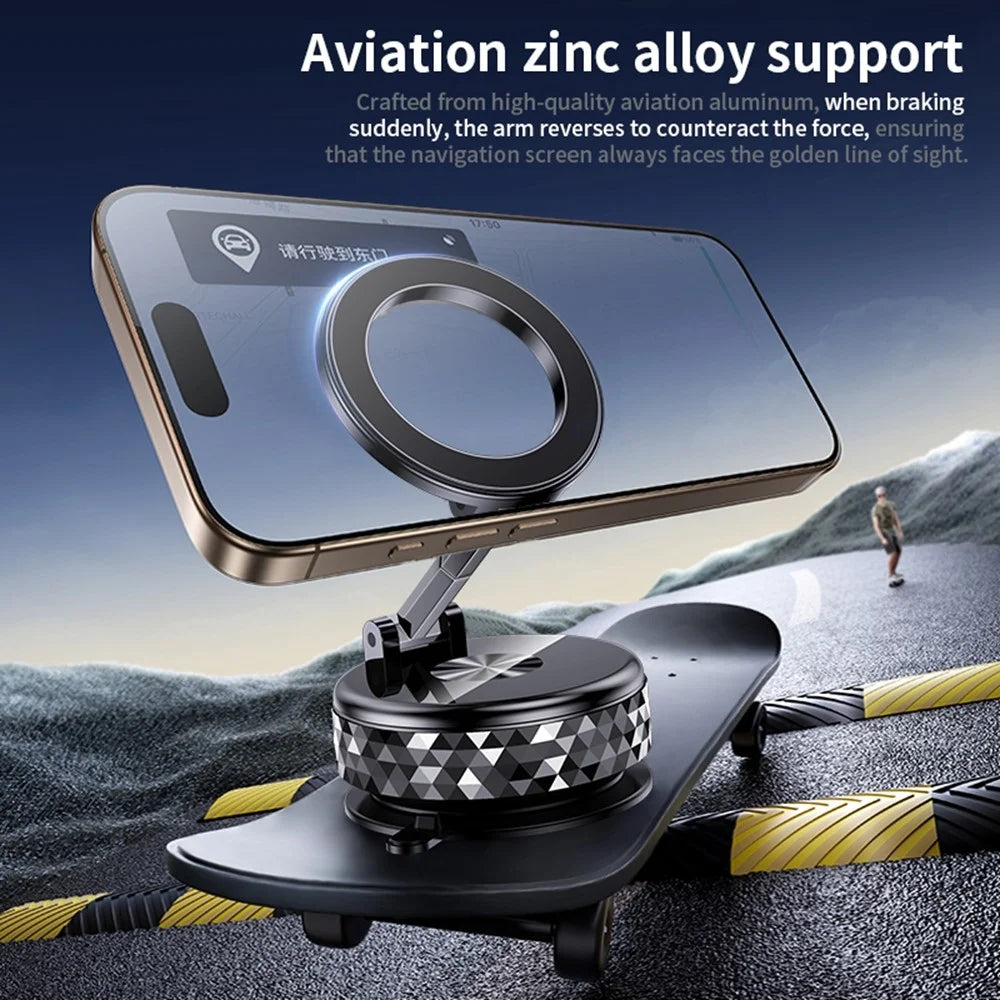 K12 Magnetic Car Phone Holder Vacuum Suction Mount Foldable 360 Degree Rotation Phone Bracket - Black - 6