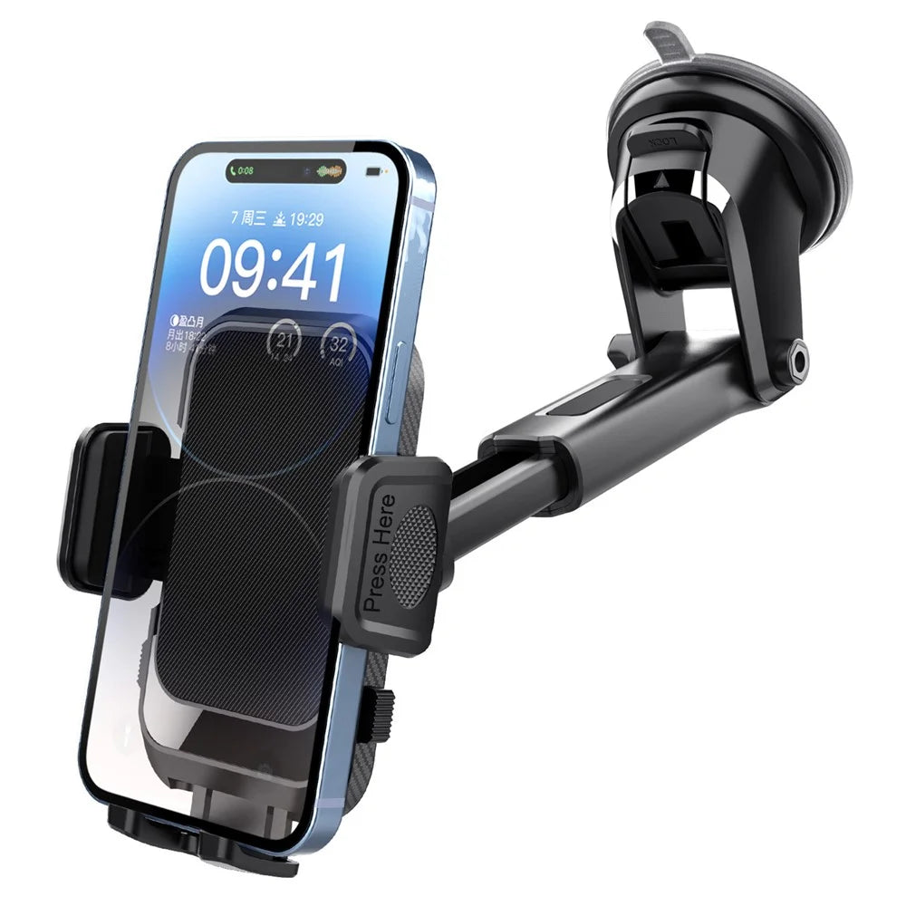 ML213 Car Phone Mount 360° Rotation Suction Cup Dashboard Windshield Cell Phone Holder - Black - 1