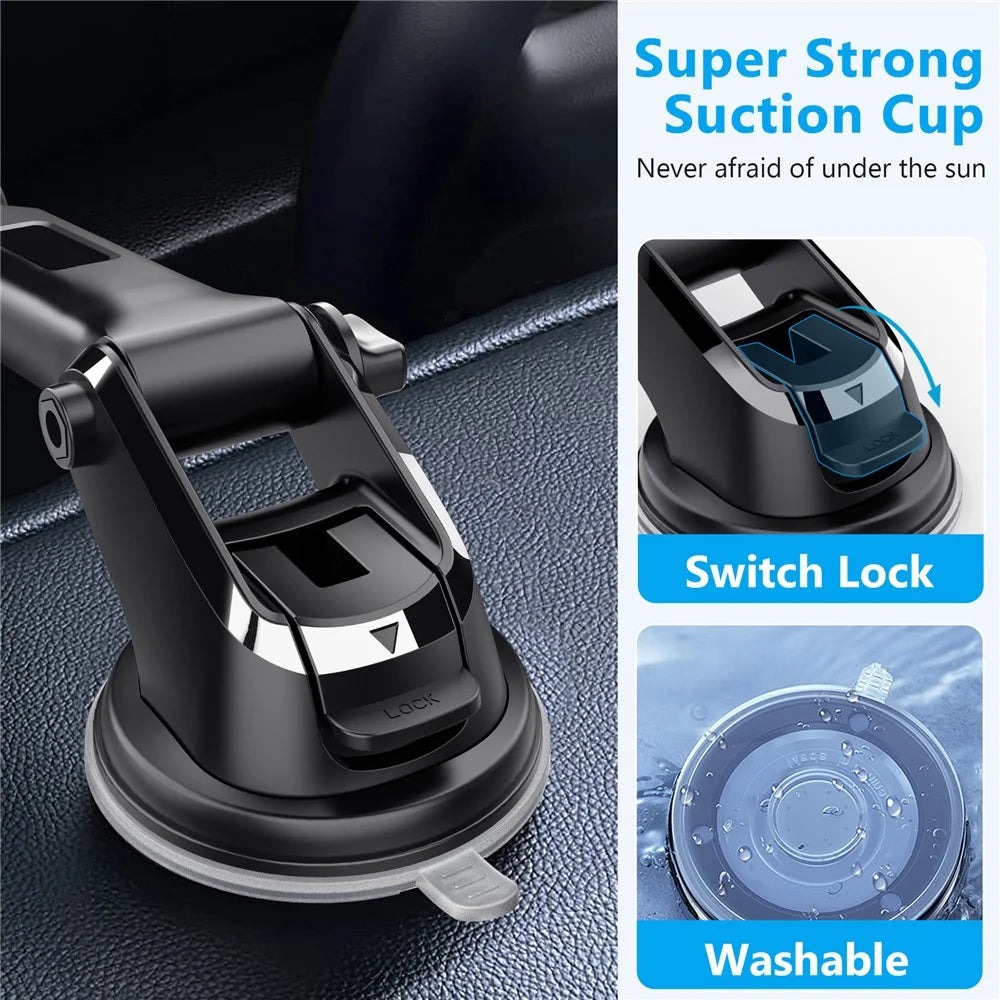 ML213 Car Phone Mount 360° Rotation Suction Cup Dashboard Windshield Cell Phone Holder - Black - 6