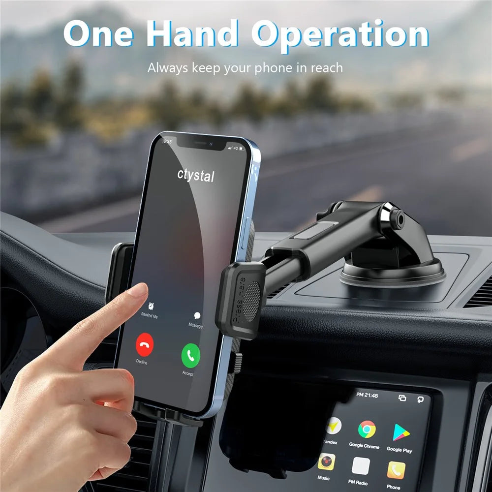 ML213 Car Phone Mount 360° Rotation Suction Cup Dashboard Windshield Cell Phone Holder - Black - 7