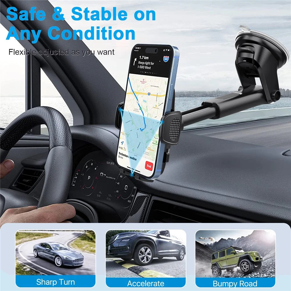 ML209 2 in 1 Car Phone Holder Mount Powerful Suction Phone Mount for Car Dashboard Windshield - Black - 7