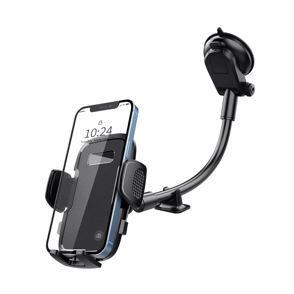 ML219 Car Suction Cup Phone Mount with Gooseneck Long Arm Mobile Holders for Dashboard, Windshield - Black - 1