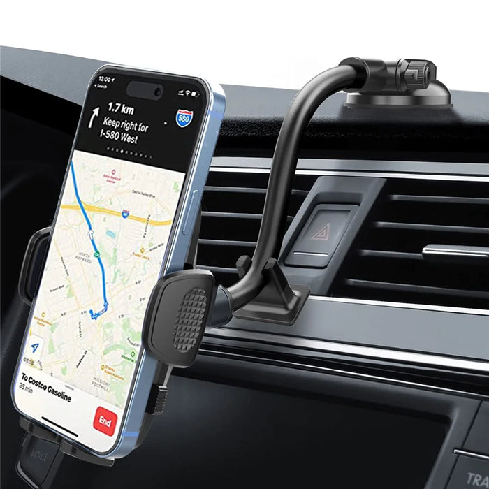 ML219 Car Suction Cup Phone Mount with Gooseneck Long Arm Mobile Holders for Dashboard, Windshield - Black - 5