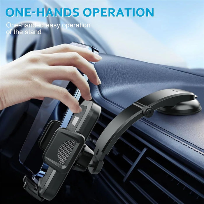 ML199 Car Dashboard Phone Mount Strong Suction Cup Adjustable Telescopic Arm Mobile Holder - Black - 5