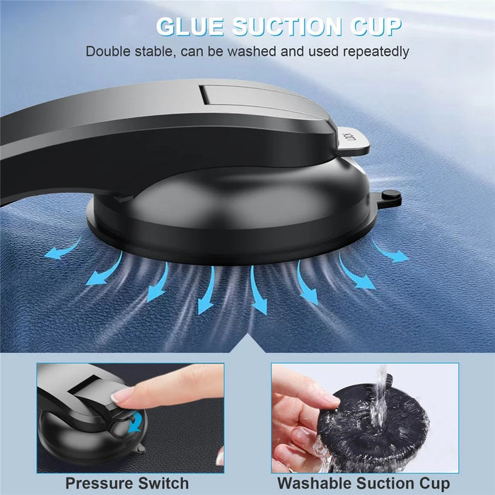 ML199 Car Dashboard Phone Mount Strong Suction Cup Adjustable Telescopic Arm Mobile Holder - Black - 6