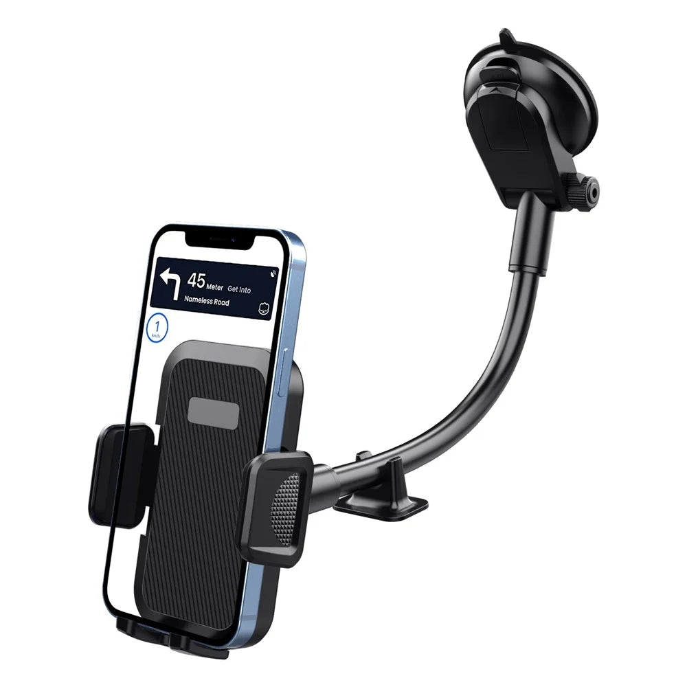 ML201 Gooseneck Car Phone Holder Suction Cup Windshield Phone Mount with Flexibile Long Arm - Black - 1
