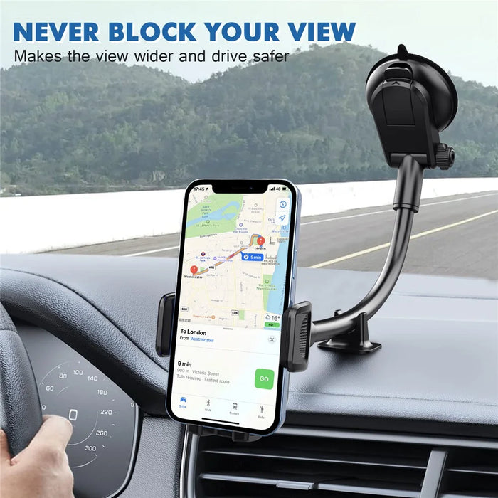 ML201 Gooseneck Car Phone Holder Suction Cup Windshield Phone Mount with Flexibile Long Arm - Black - 3