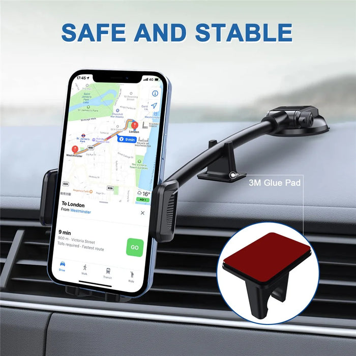 ML201 Gooseneck Car Phone Holder Suction Cup Windshield Phone Mount with Flexibile Long Arm - Black - 4