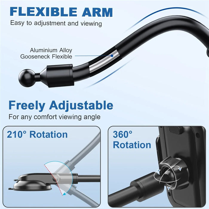 ML201 Gooseneck Car Phone Holder Suction Cup Windshield Phone Mount with Flexibile Long Arm - Black - 5
