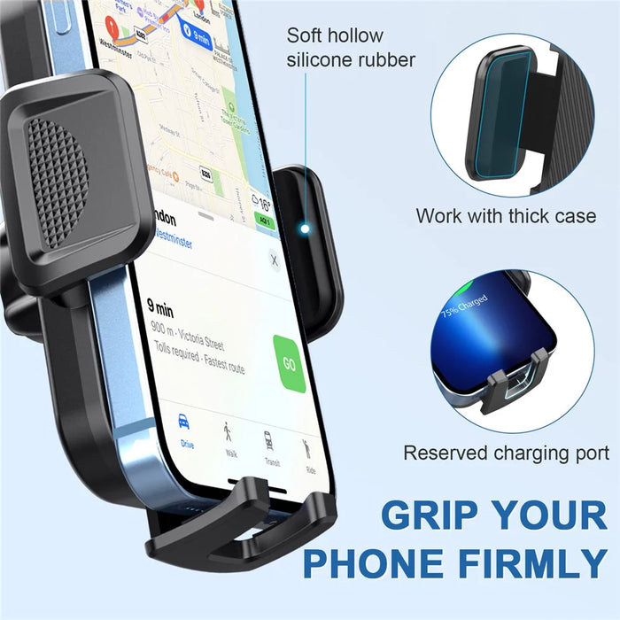 ML201 Gooseneck Car Phone Holder Suction Cup Windshield Phone Mount with Flexibile Long Arm - Black - 6