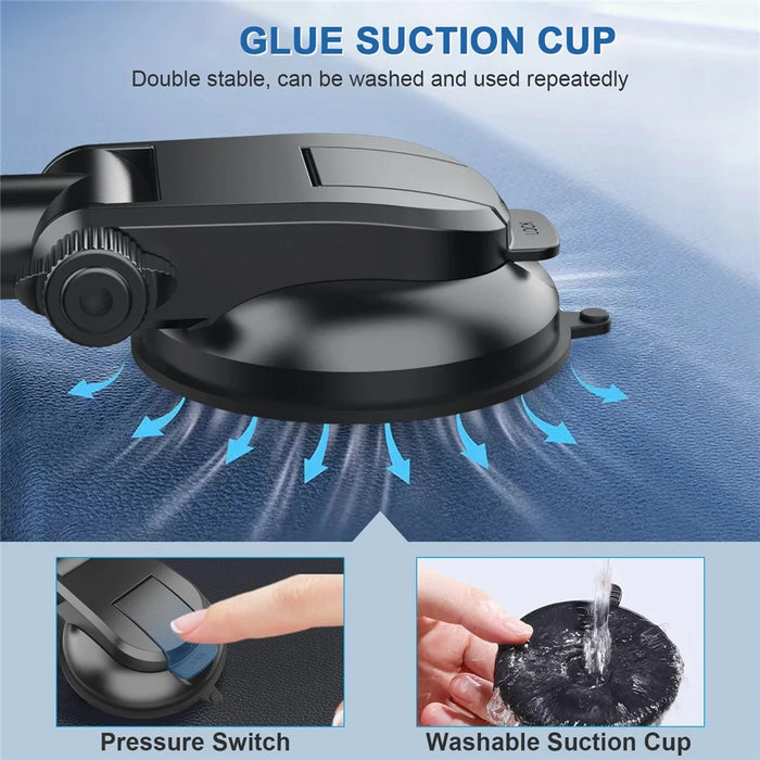 ML201 Gooseneck Car Phone Holder Suction Cup Windshield Phone Mount with Flexibile Long Arm - Black - 7