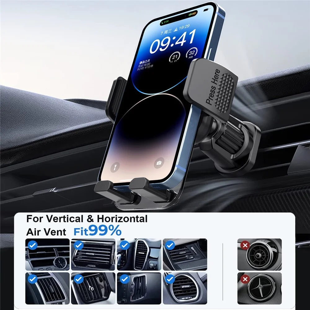 ML217 Car Phone Holder Mount for Air Vent Quick Release Vent Clip Cell Phone Stand Car Mount - Grey - 5