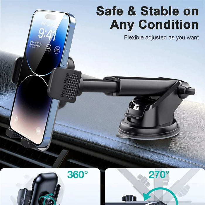 ML211 Strong Suction Car Phone Holder Dashboard Windshield Adjustable Extendable Mount Bracket - Grey - 4