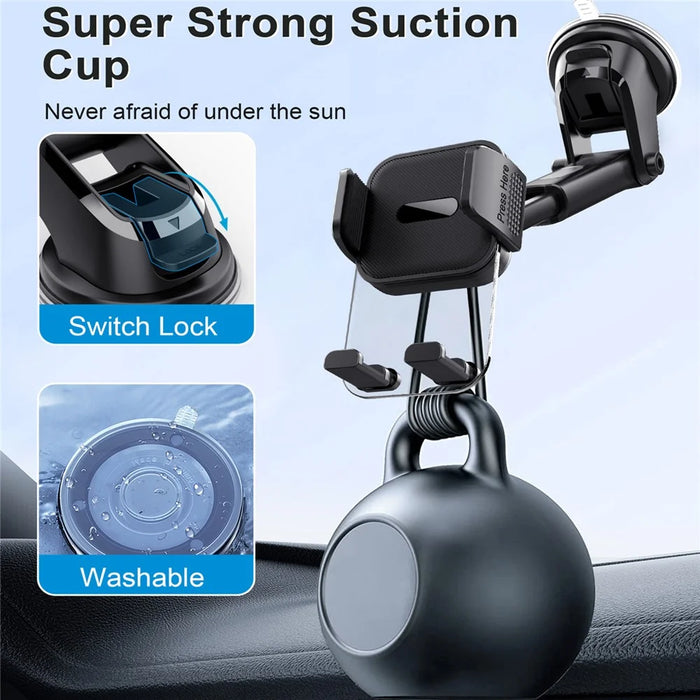 ML211 Strong Suction Car Phone Holder Dashboard Windshield Adjustable Extendable Mount Bracket - Grey - 5