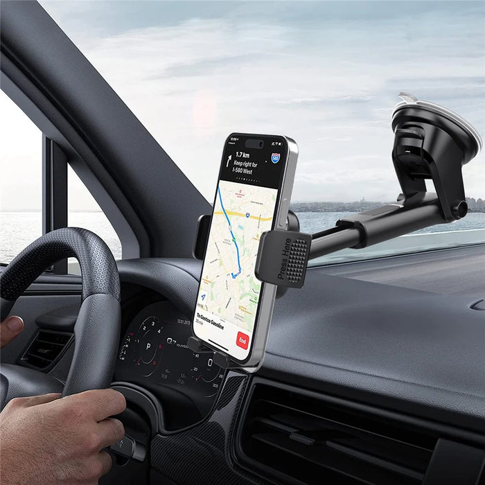 ML211 Strong Suction Car Phone Holder Dashboard Windshield Adjustable Extendable Mount Bracket - Grey - 7