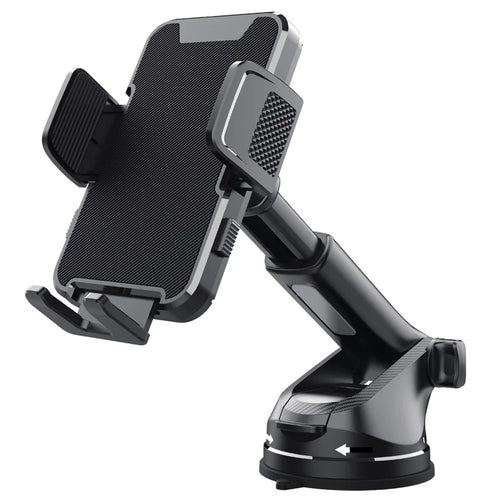 ML236 Car Phone Holder 360 Degree Rotation Extendable Suction Cup Mobile Mount for Windshield Dashboard - Black - 1
