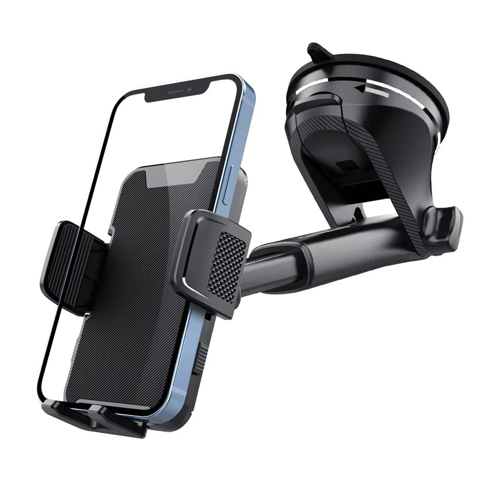 ML236 Car Phone Holder 360 Degree Rotation Extendable Suction Cup Mobile Mount for Windshield Dashboard - Black - 2