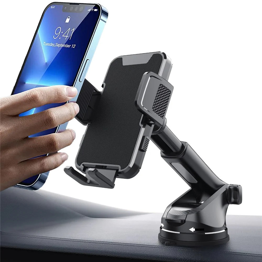 ML236 Car Phone Holder 360 Degree Rotation Extendable Suction Cup Mobile Mount for Windshield Dashboard - Black - 3