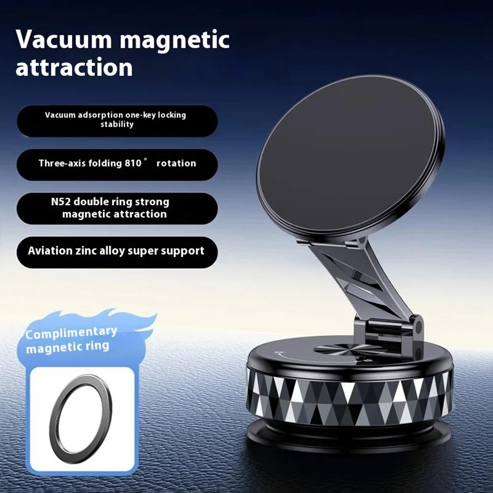 K13 Magnetic Car Phone Mount 360 Degree Rotation Vacuum Suction Cellphone Holder - Black - 3
