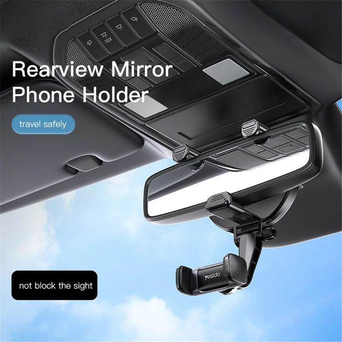 YESIDO C193 Vehicle Rear View Mirror Phone Holder Mount Universal 360 Degree Rotatable Cell Phone Clip for Car - 3