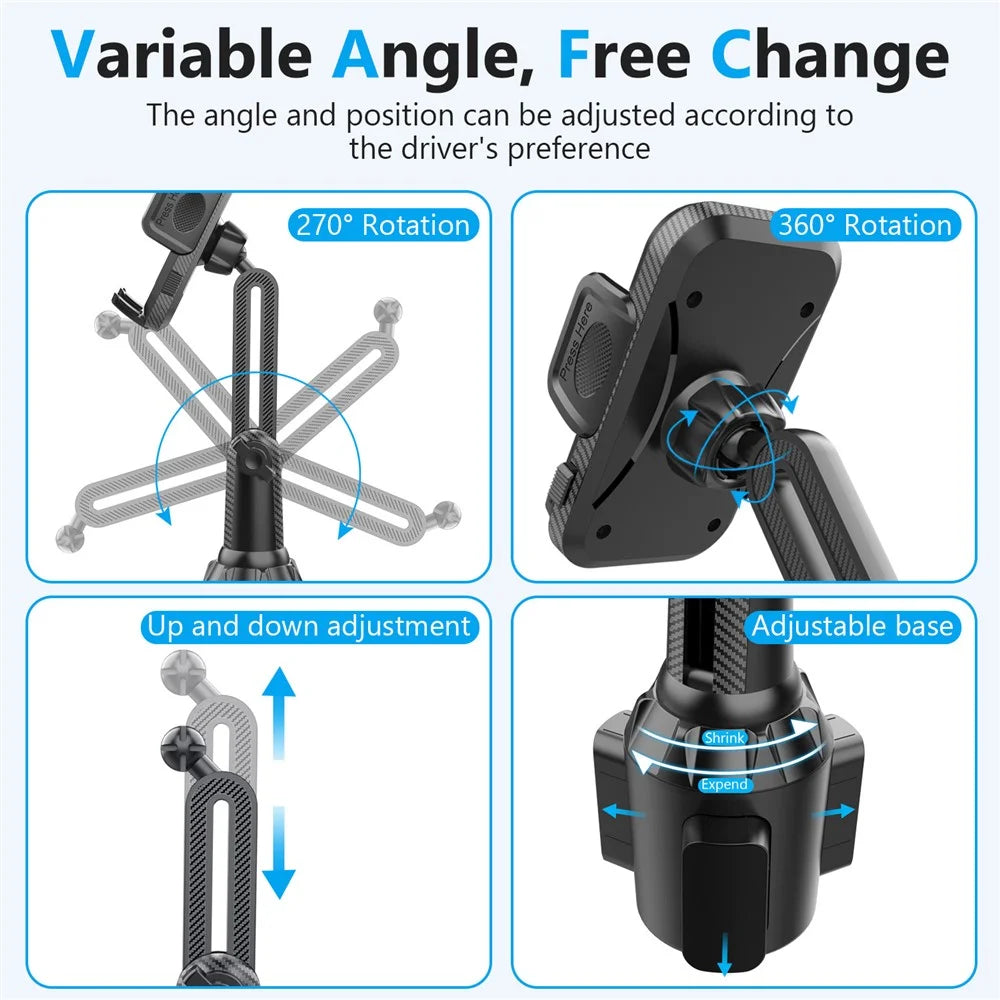 ML238 Adjustable Long Neck Car Cup Holder Phone Mount 360 Degree Rotation Universal Smartphone Stand - 7