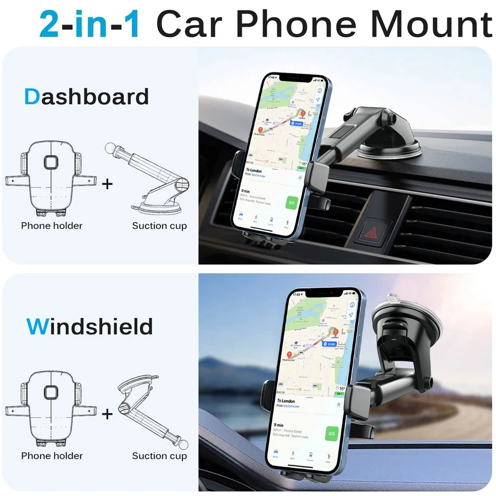 ML-197 For Car Dashboard / Windshield Extendable Arm Phone Holder 360 Degree Rotation Suction Cup Mount Bracket - 3