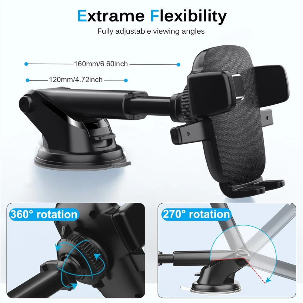 ML-197 For Car Dashboard / Windshield Extendable Arm Phone Holder 360 Degree Rotation Suction Cup Mount Bracket - 5