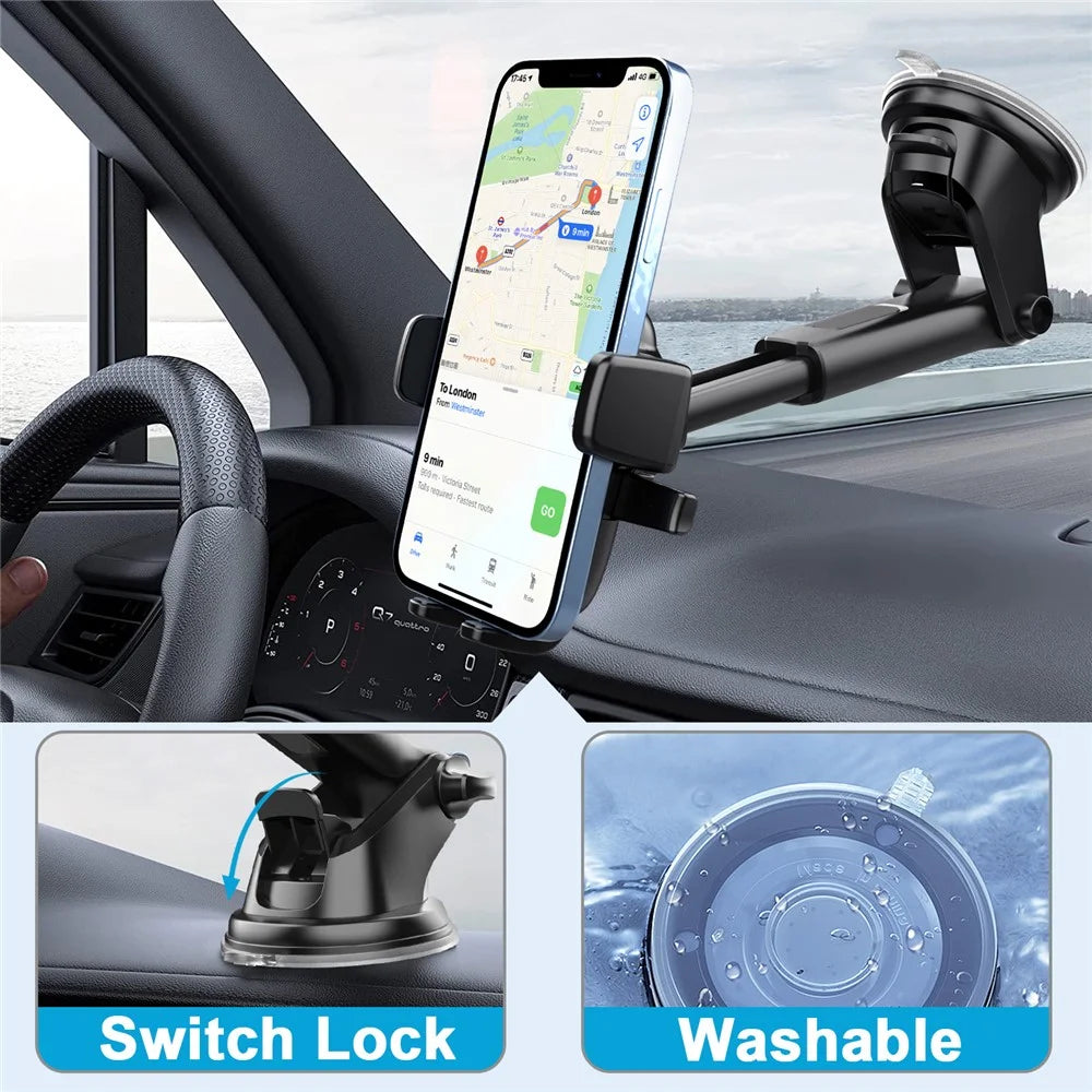 ML-197 For Car Dashboard / Windshield Extendable Arm Phone Holder 360 Degree Rotation Suction Cup Mount Bracket - 7