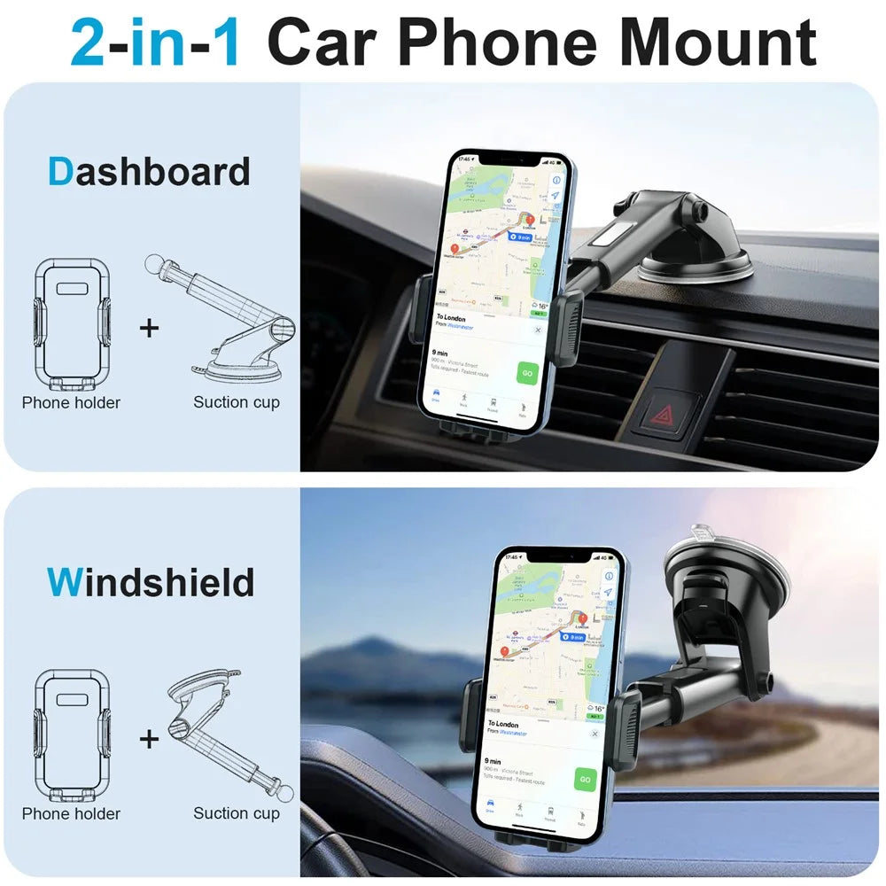 ML-200 Extendable Arm Phone Holder 360 Degree Rotation Suction Cup Mount Bracket for Car Dashboard / Windshield - 3