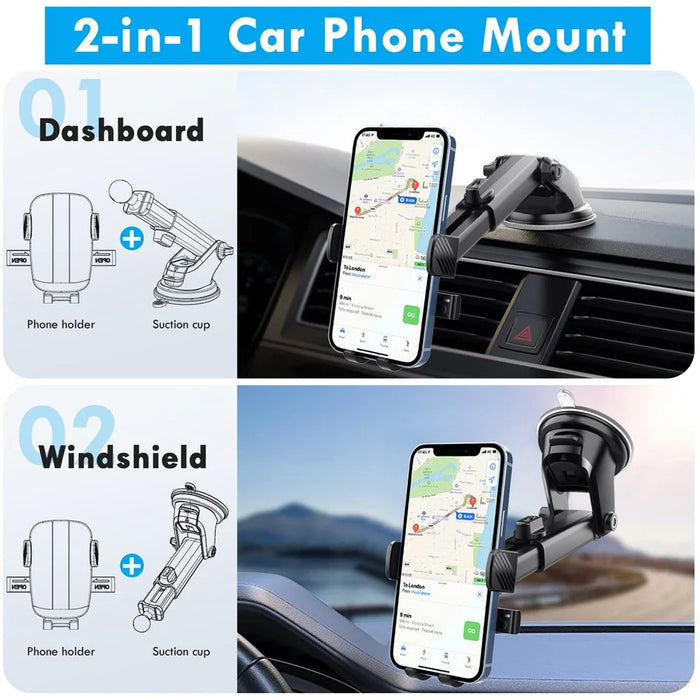 ML227 For Car Dashboard / Windshield 360 Degree Rotation Suction Cup Base Phone Holder with Extendable Arm - 5