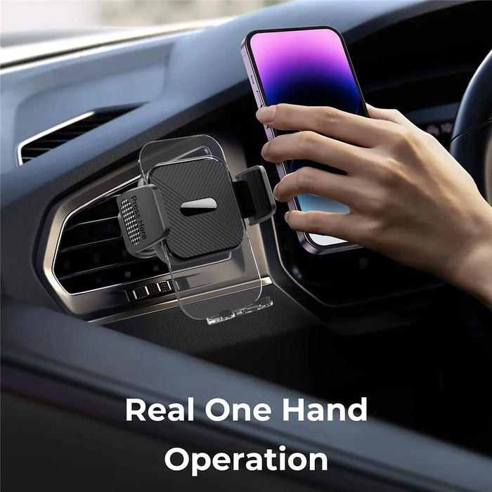 ML244 For Car Air Vent 360 Degree Rotation Phone Holder Hook Design Transparent Cellphone Mount Stand - Grey - 2