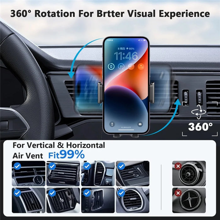 ML244 For Car Air Vent 360 Degree Rotation Phone Holder Hook Design Transparent Cellphone Mount Stand - Grey - 3