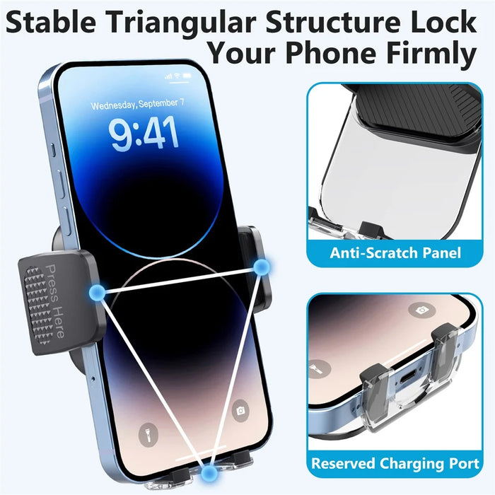 ML244 For Car Air Vent 360 Degree Rotation Phone Holder Hook Design Transparent Cellphone Mount Stand - Grey - 5