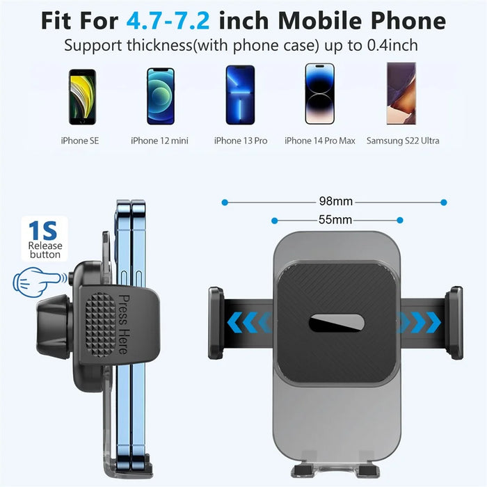 ML244 For Car Air Vent 360 Degree Rotation Phone Holder Hook Design Transparent Cellphone Mount Stand - Grey - 6