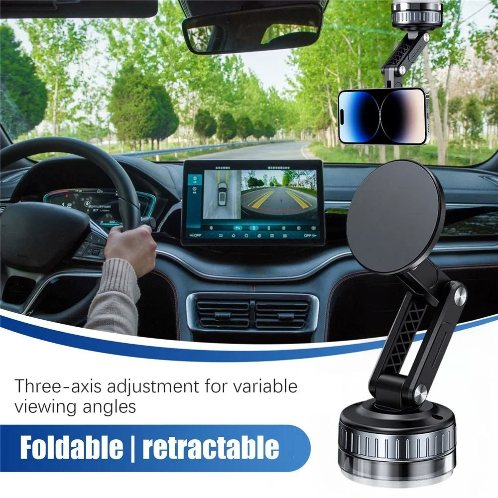 X51 Car Dashboard Suction Cup Navigation Phone Mount Foldable Mechanical Arm Magnetic Cellphone Holder - Black - 2