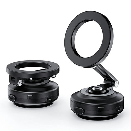 X64 Electric Vacuum Suction Car Phone Mount Foldable Magnetic Smartphones Bracket - Black - 1